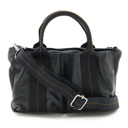 Hermes Caravan Horizontal Black Orange Veau Derma Shoulder Bag Tote Bag ( )