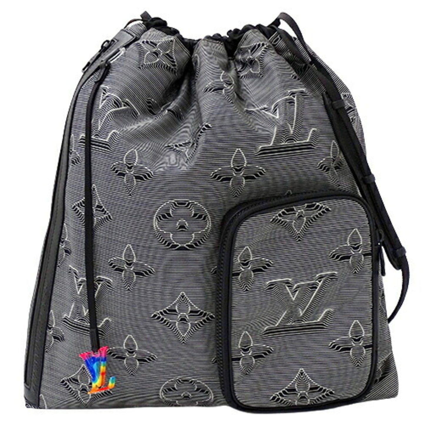 LOUIS VUITTON Bag 2054 Men's Rucksack Drawstring Backpack Black M44940 Knapsack