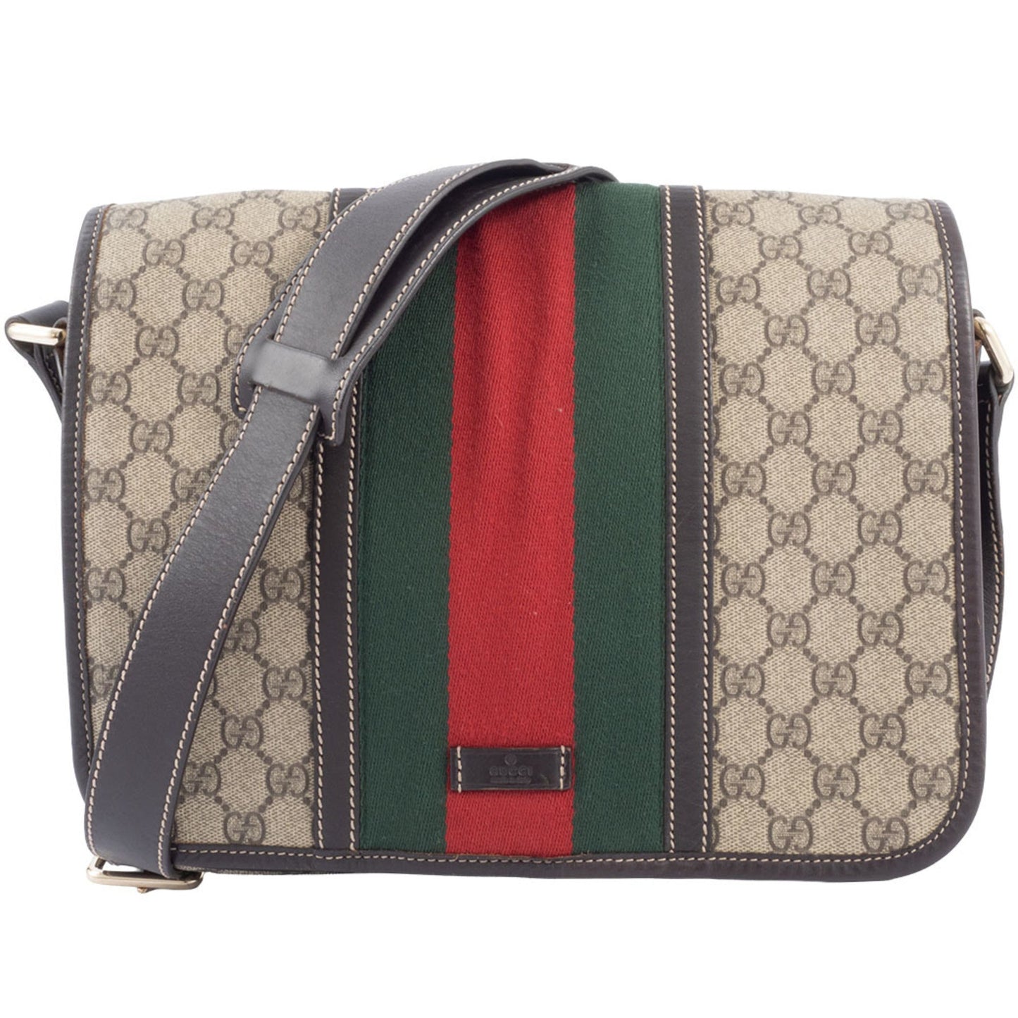 Gucci Beige Brown Canvas Leather Shoulder Bag ( )