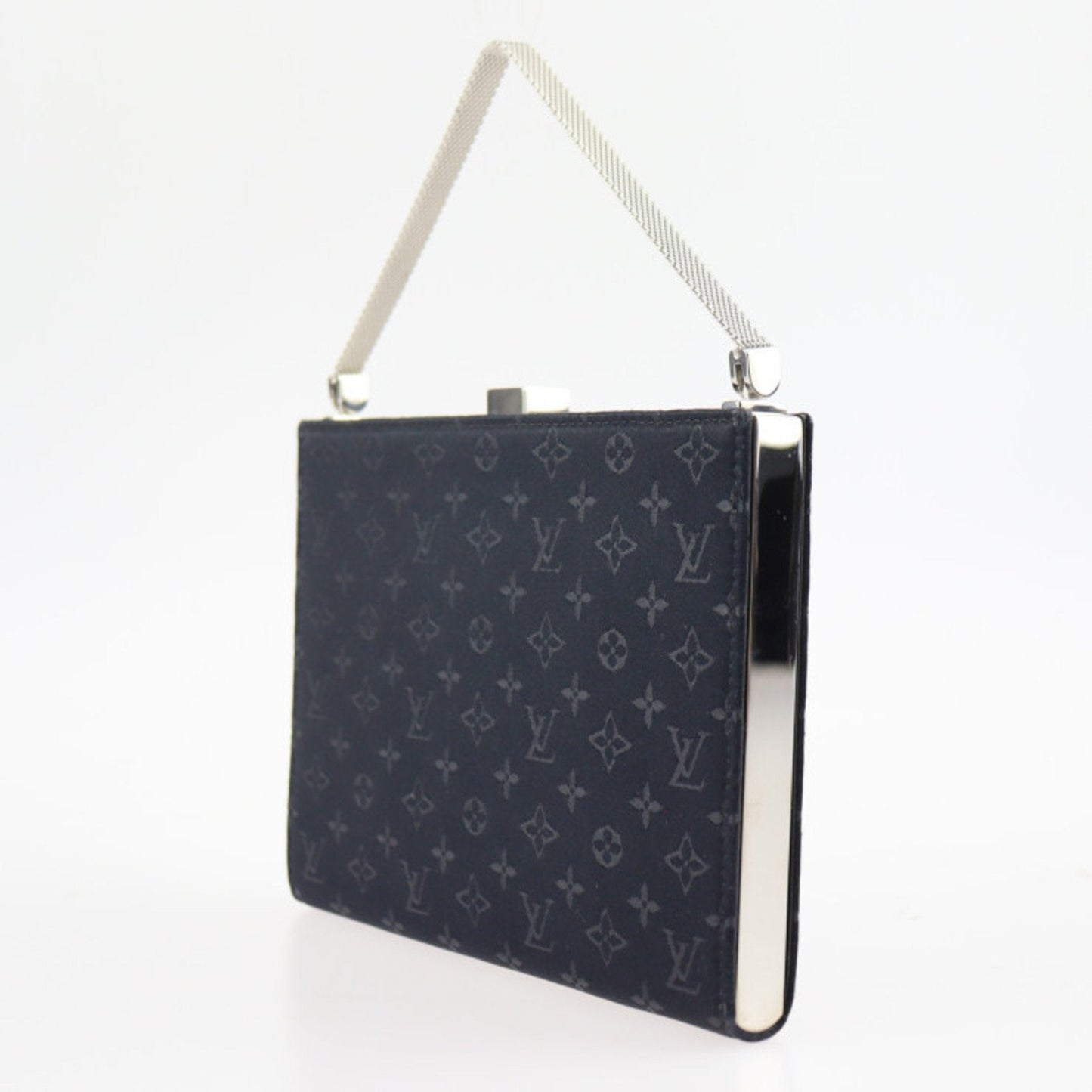 LOUIS VUITTON Ange MM handbag M92101 monogram satin black silver metal fittings purse