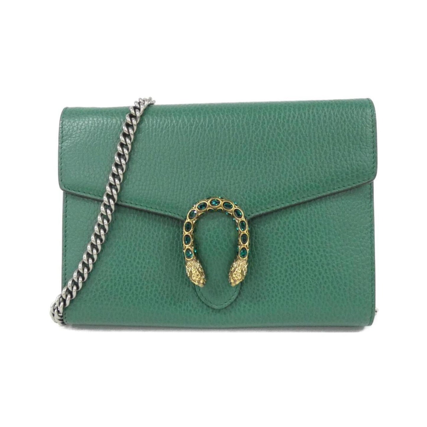 Gucci Emerald Green Leather Chain/Shoulder Wallet ( )