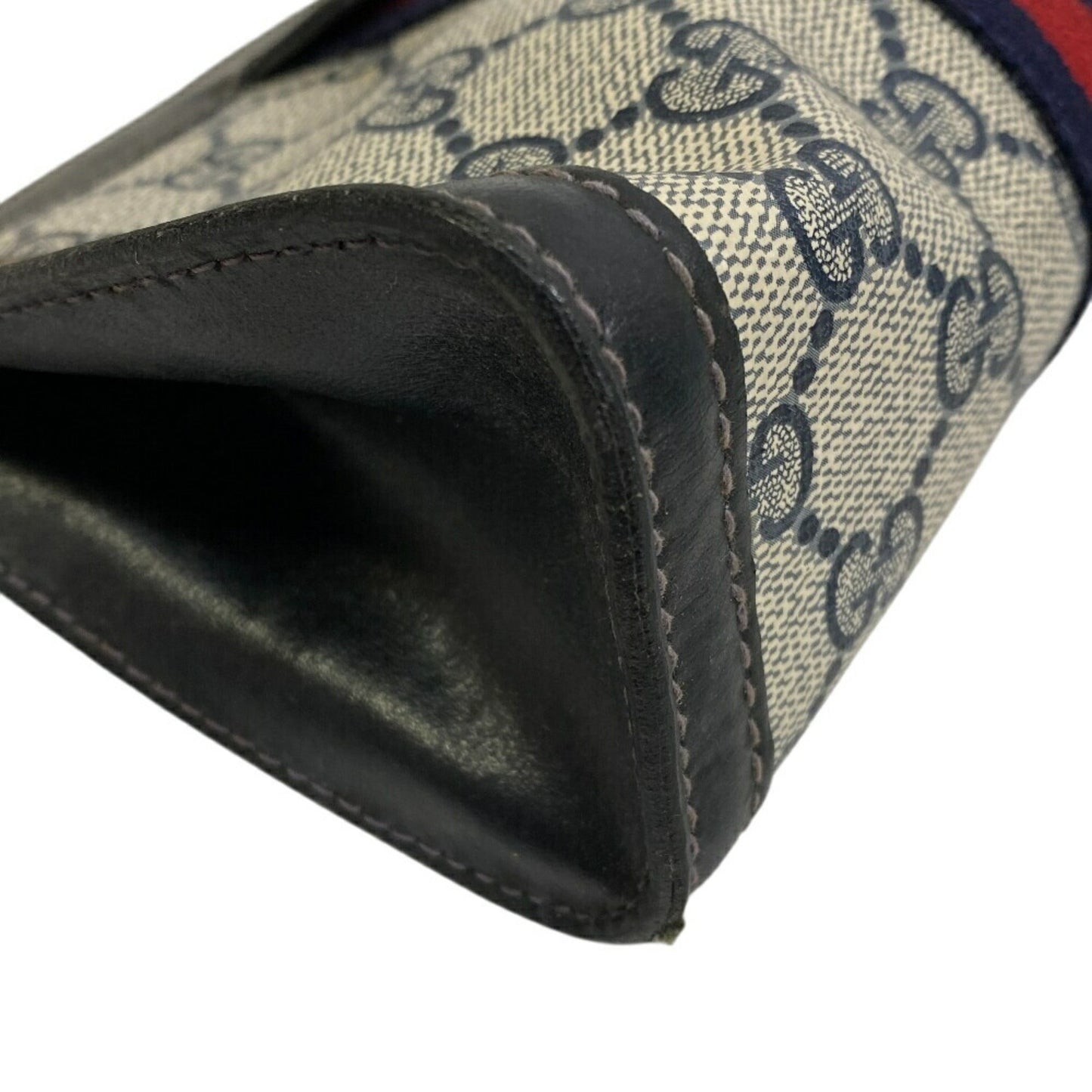 Gucci Brown Navy Gg Supreme Pouch ( )