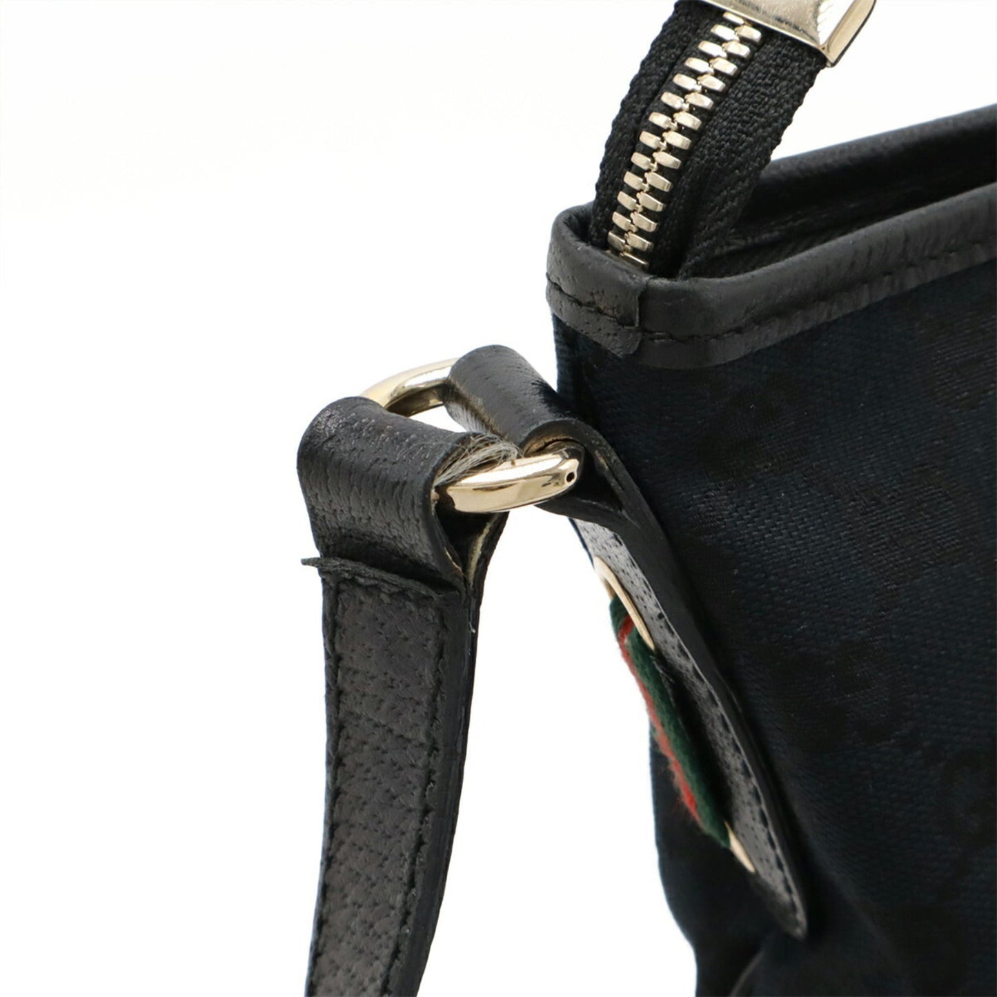 Gucci Black Green Red Color Gg Canvas Leather Shoulder Bag ( )