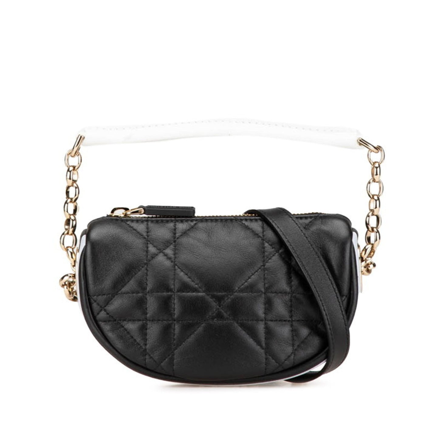 Christian Dior Black White Leather Handbag Shoulder Bag ()
