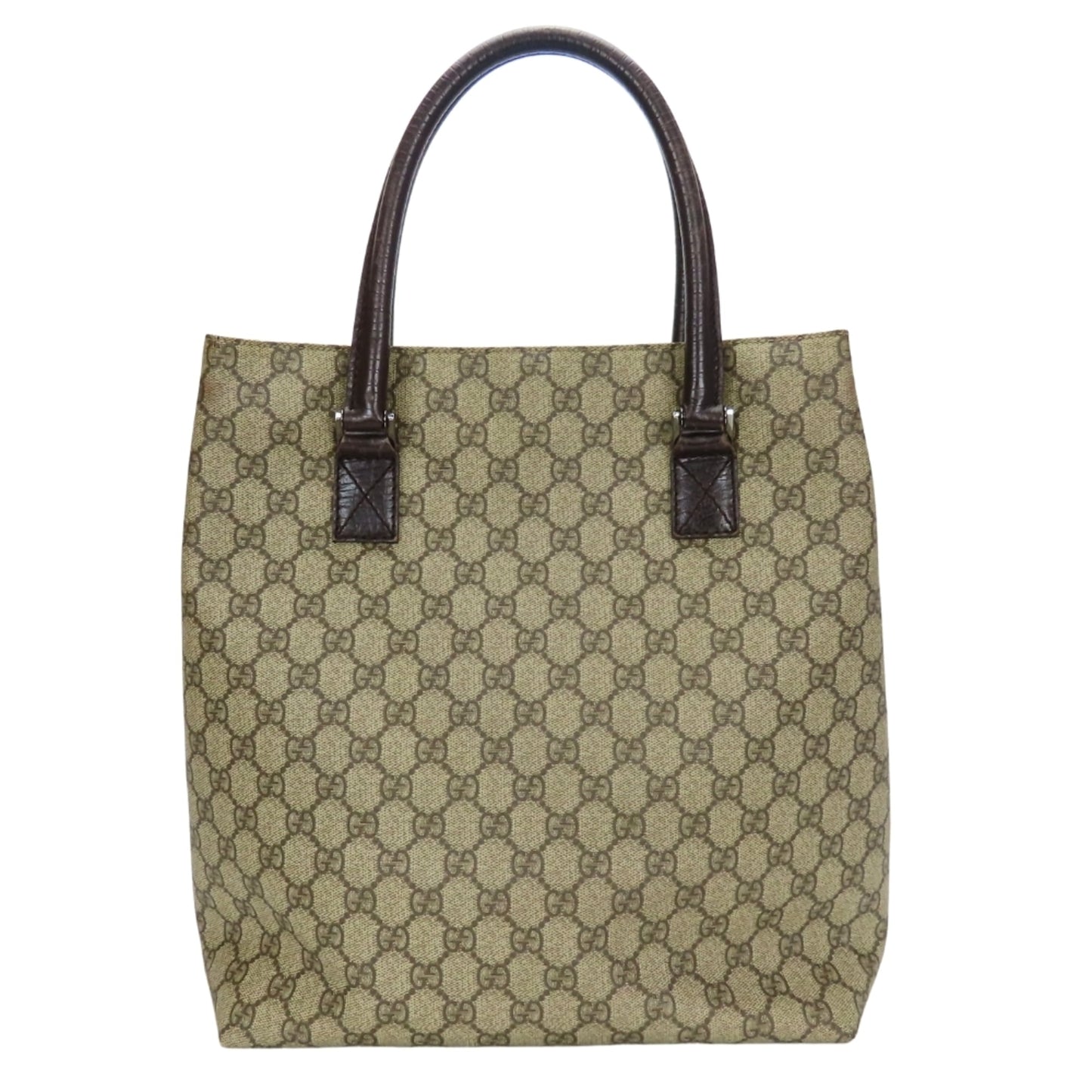 Gucci Beige Brown Gg Supreme Leather Tote Bag ( )
