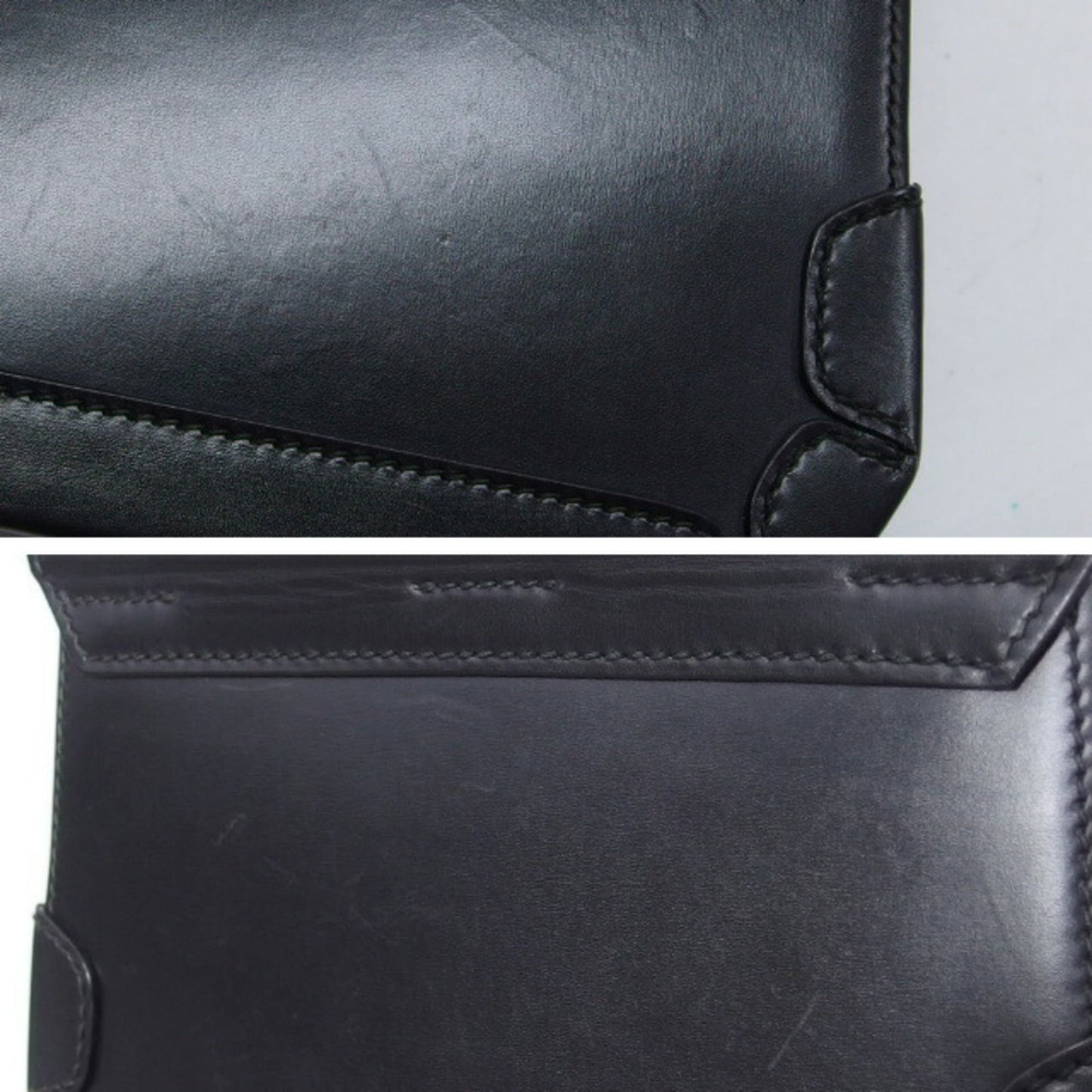 Gucci Black Leather Handbag Vanity Bag ( )