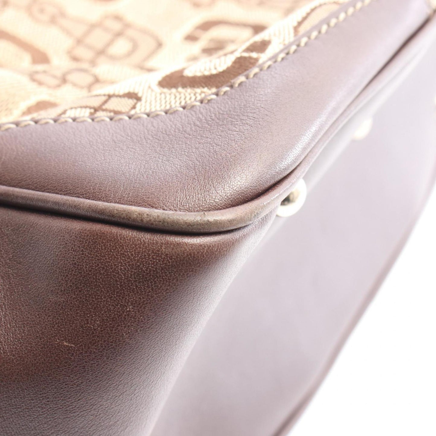 Gucci Beige Brown Canvas Leather Boston Bag Handbag ( )