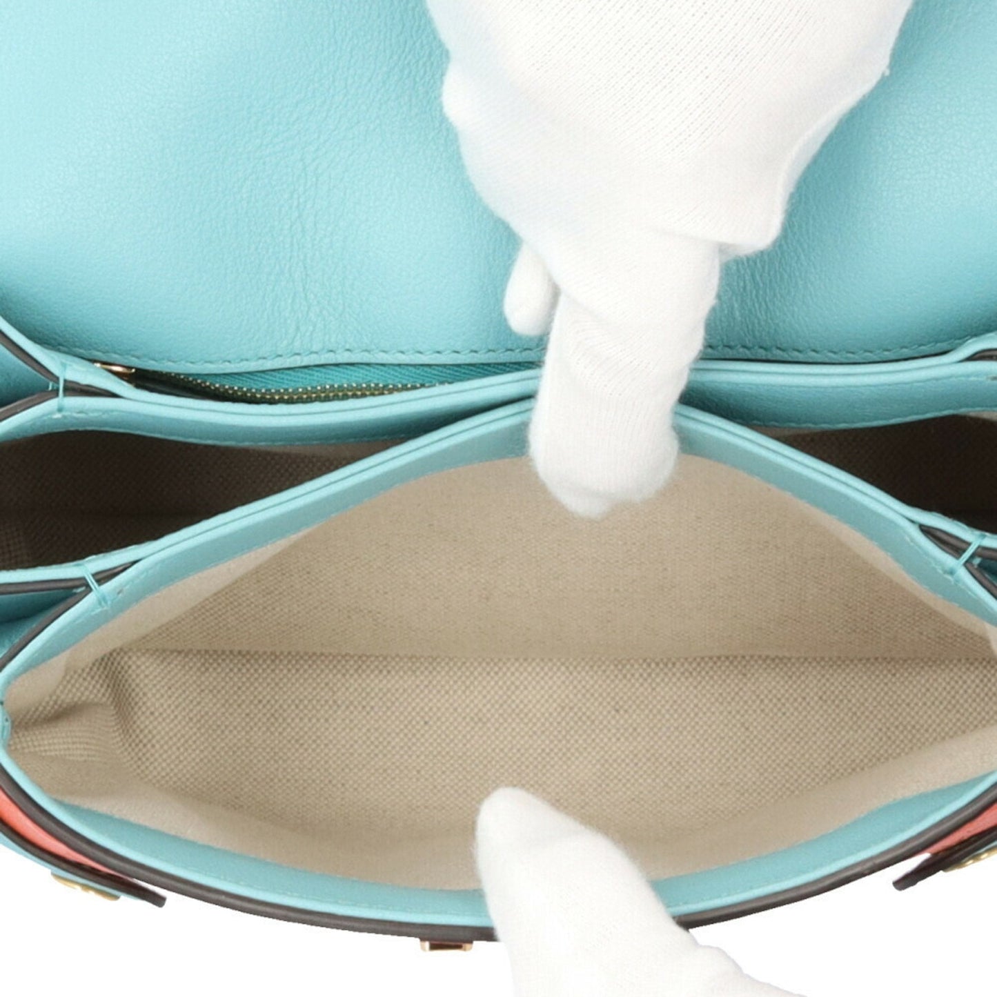 Gucci Light Blue Orange Leather Shoulder Bag ( )