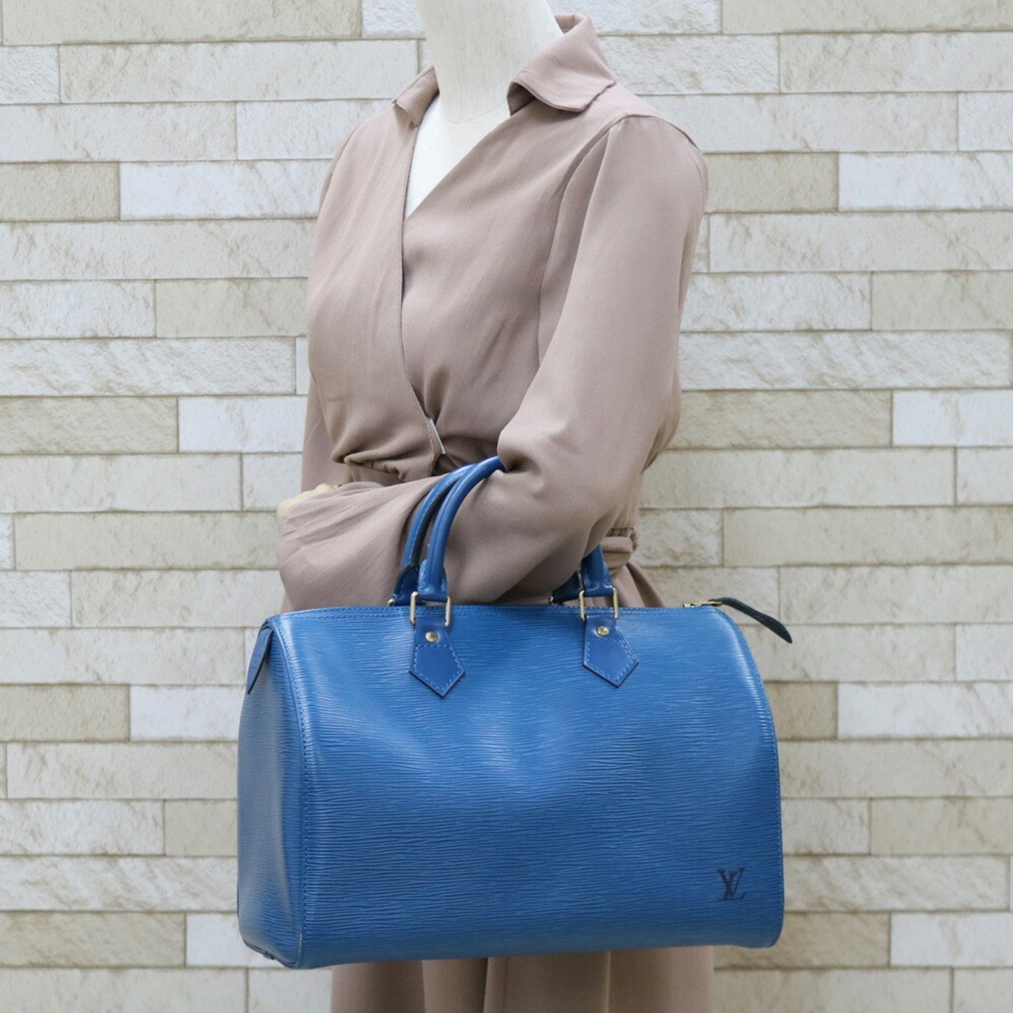 Louis Vuitton Handbag Epi Boston Bag Speedy 30 M43005 Blue Toledo Ladies Leather