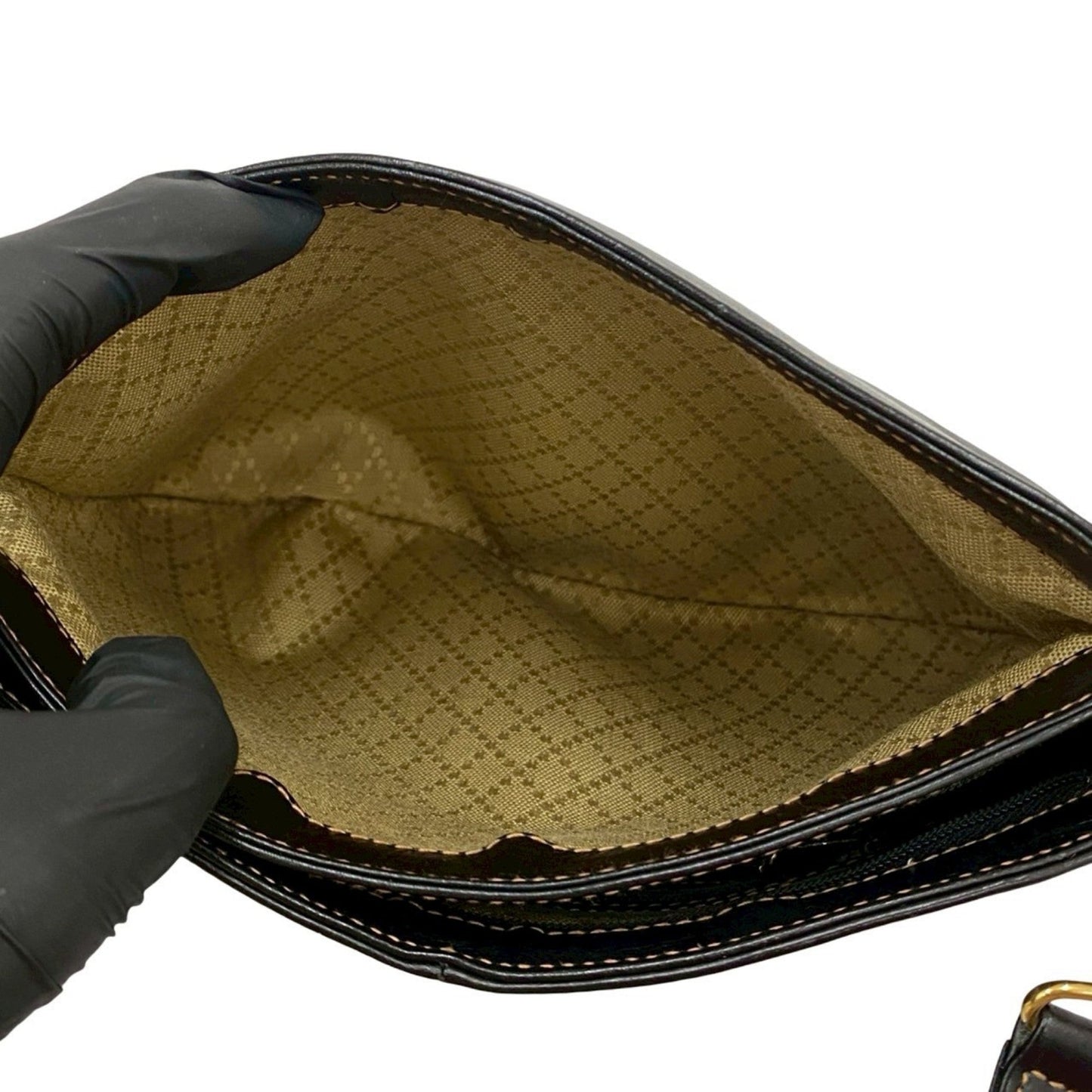 Gucci Black Leather Pvc Pochette Shoulder Bag ( )
