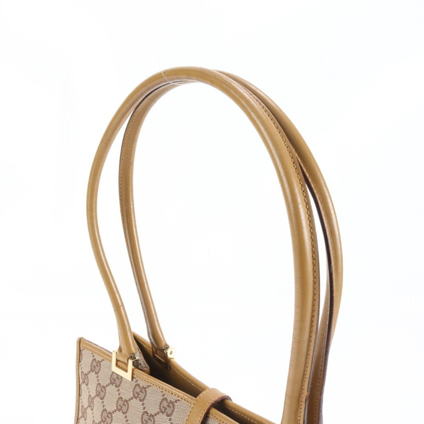 Gucci Brown Leather Canvas Shoulder Bag ( )