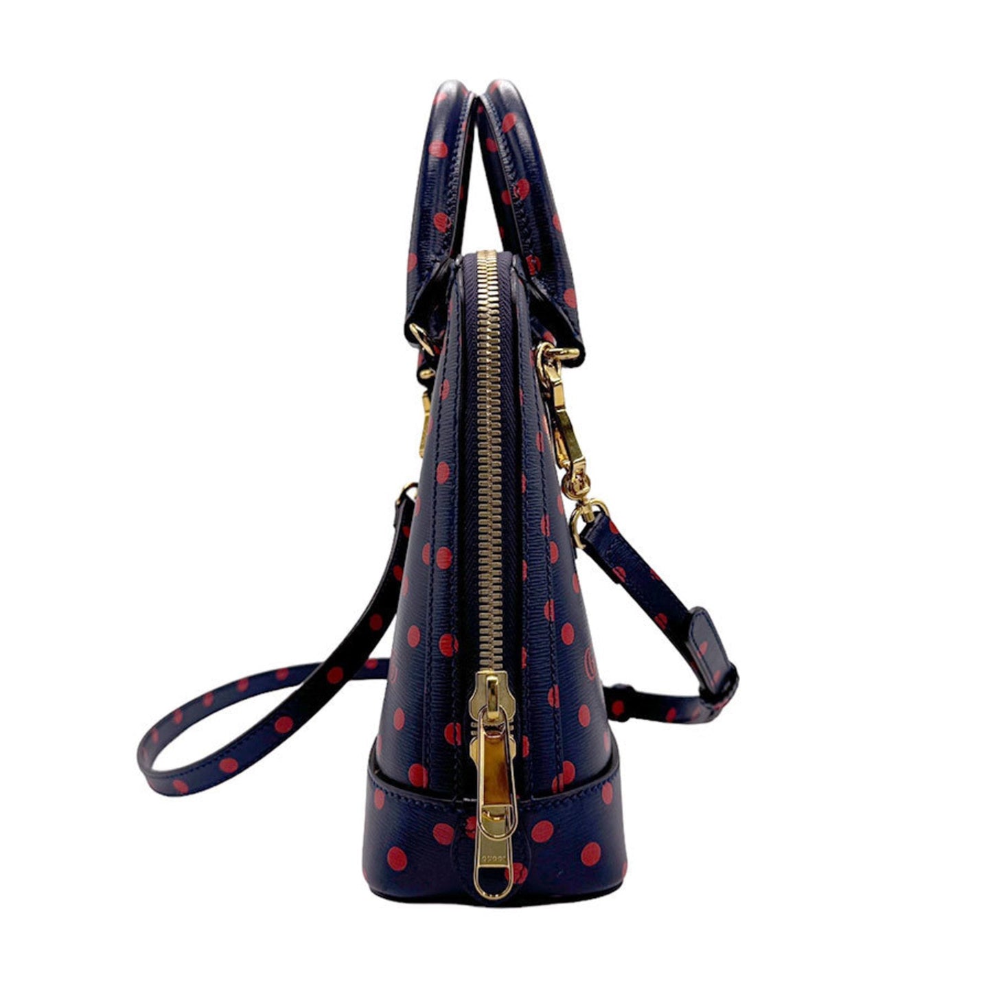 Gucci Navy Red Color Leather Handbag Shoulder Bag ( )