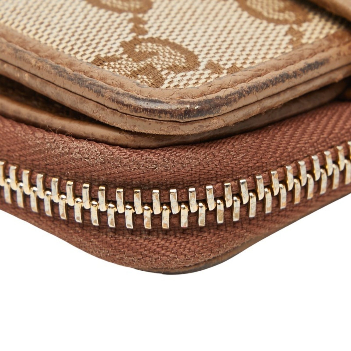Gucci Beige Brown Canvas Leather Wallet (Bi-Fold) ( )