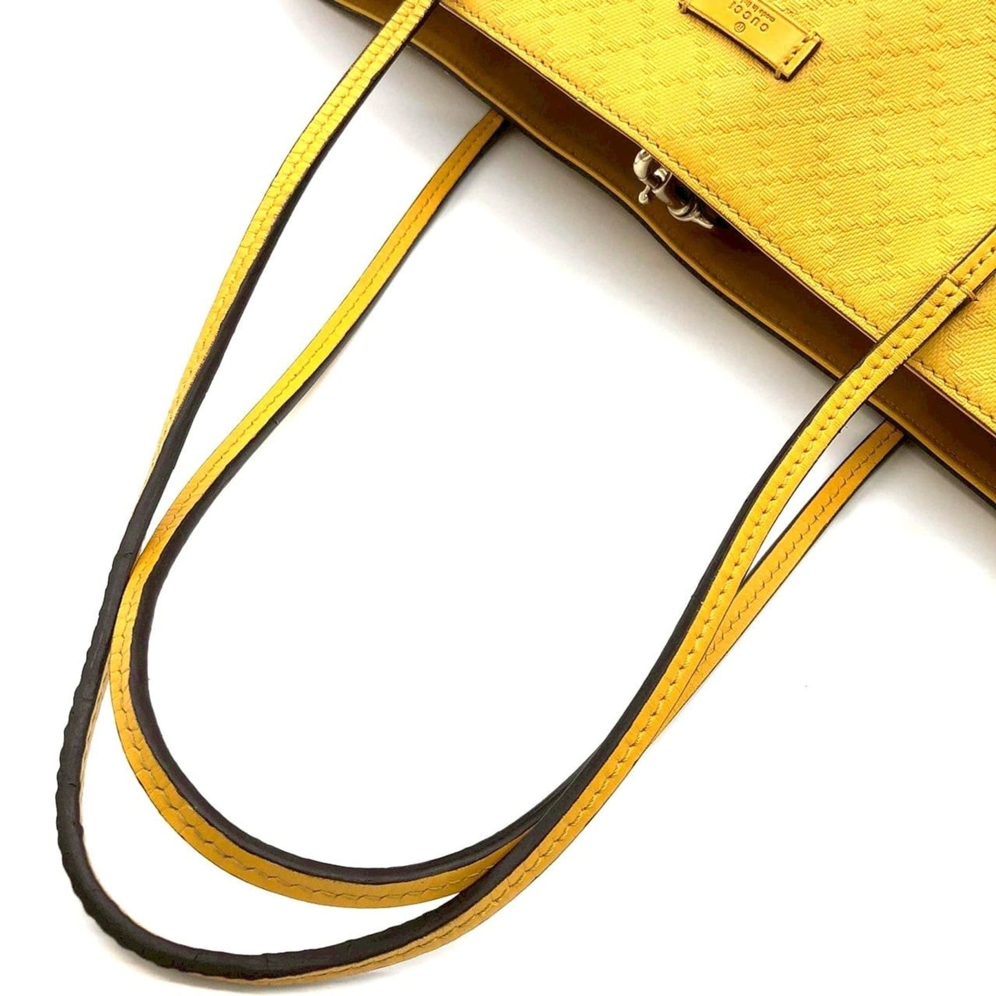 Gucci Diamante Yellow Leather Shoulder Bag Tote Bag ( )