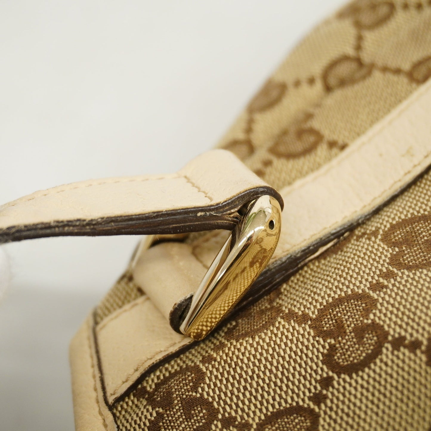 GUCCI Auth  GG Canvas Abby 130736 Women's Leather Tote Bag Beige,Ivory