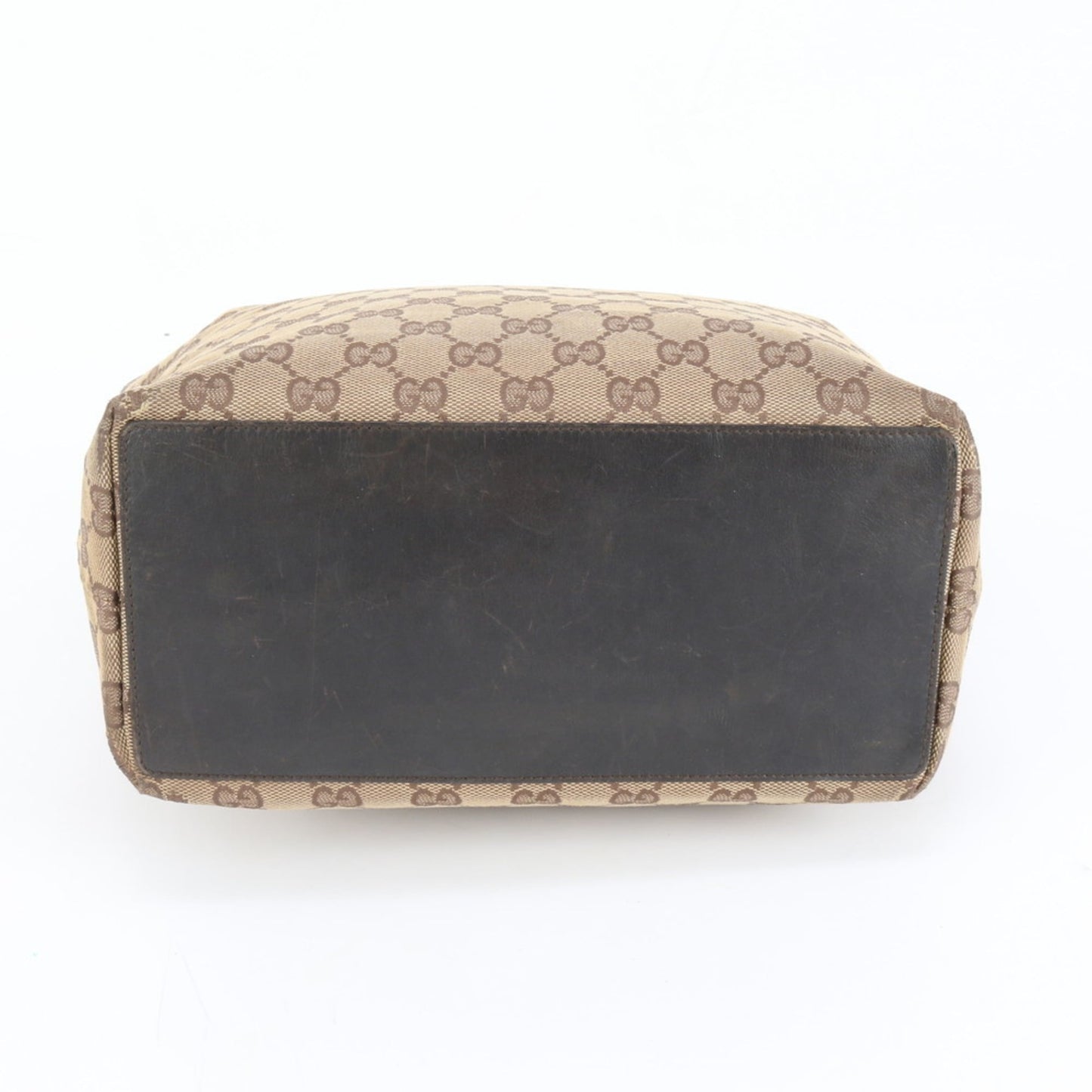 Gucci Brown Leather Canvas Tote Bag ( )