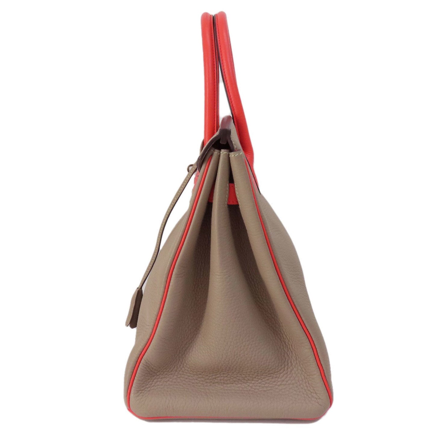 Hermes Grayish Red Color Taurillon Clemence Leather Handbag ( )