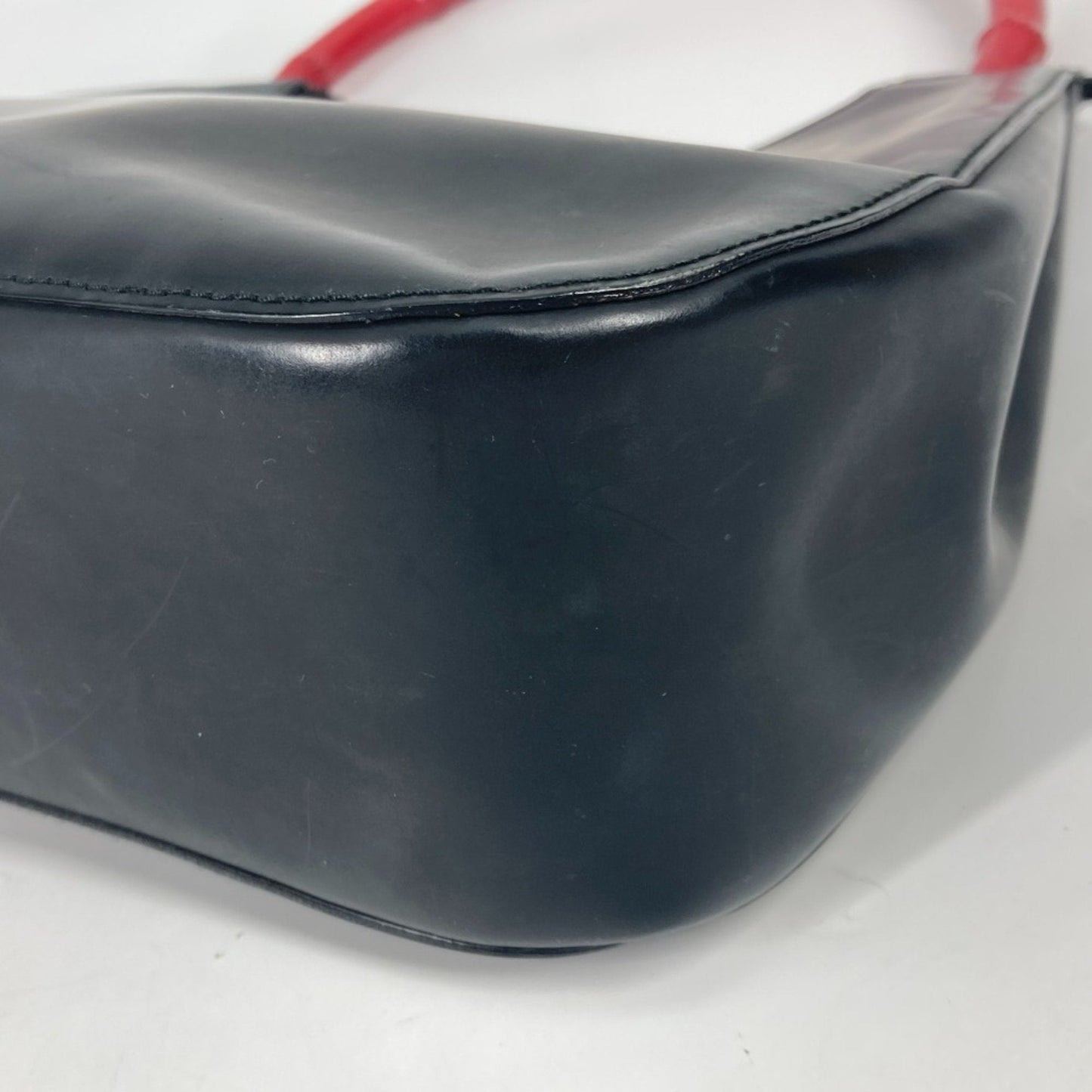Gucci Black Red Color Leather Handbag Shoulder Bag ( )