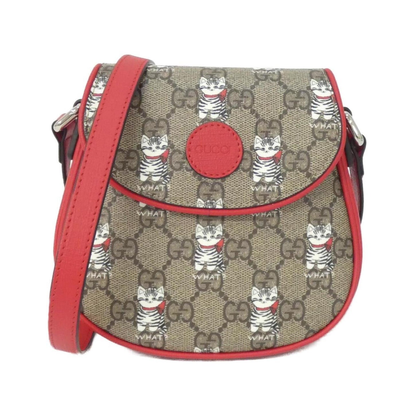 Gucci Brown Red Color Gg Supreme Canvas Shoulder Bag ( )