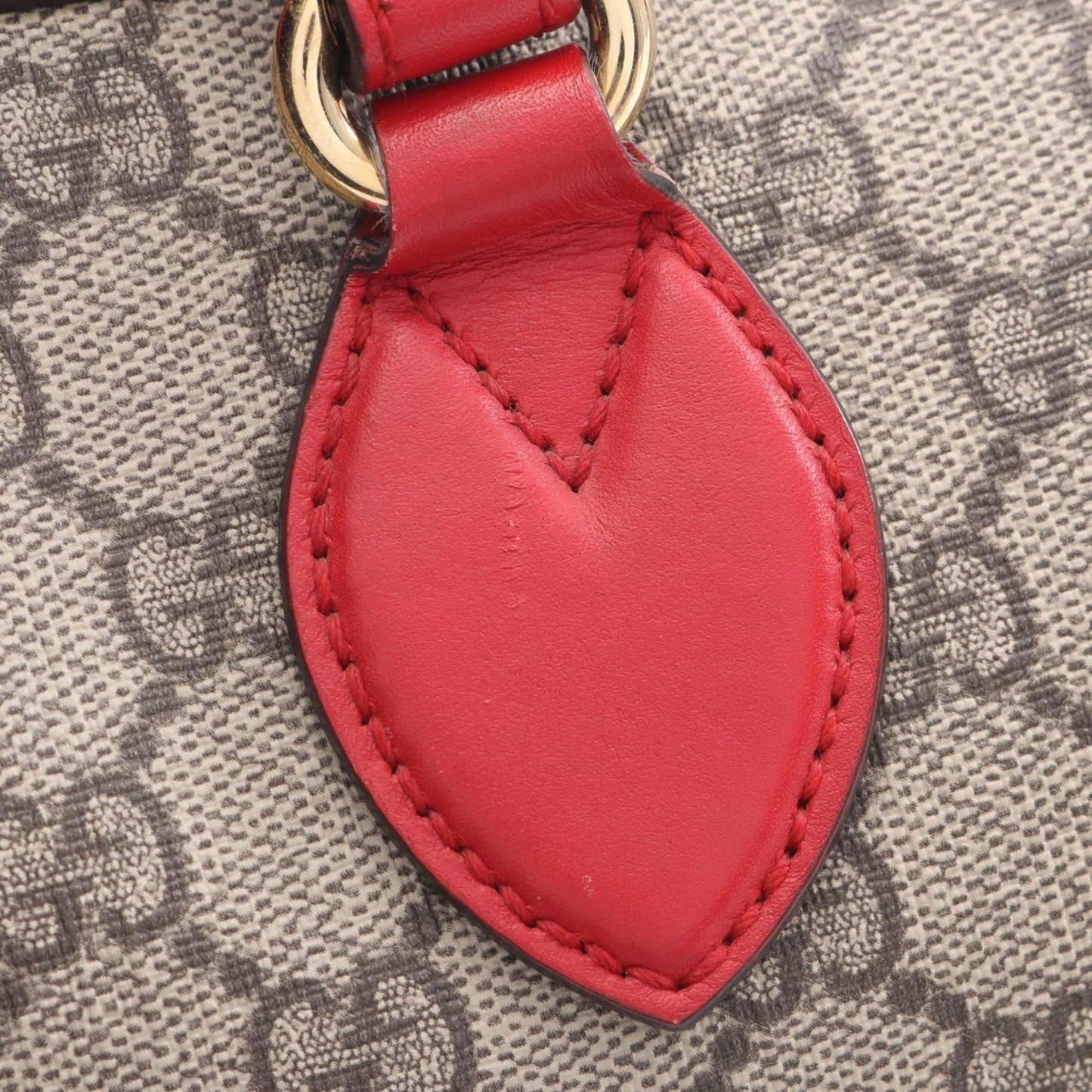 Gucci Beige Red Color Gg Supreme Leather Handbag ( )