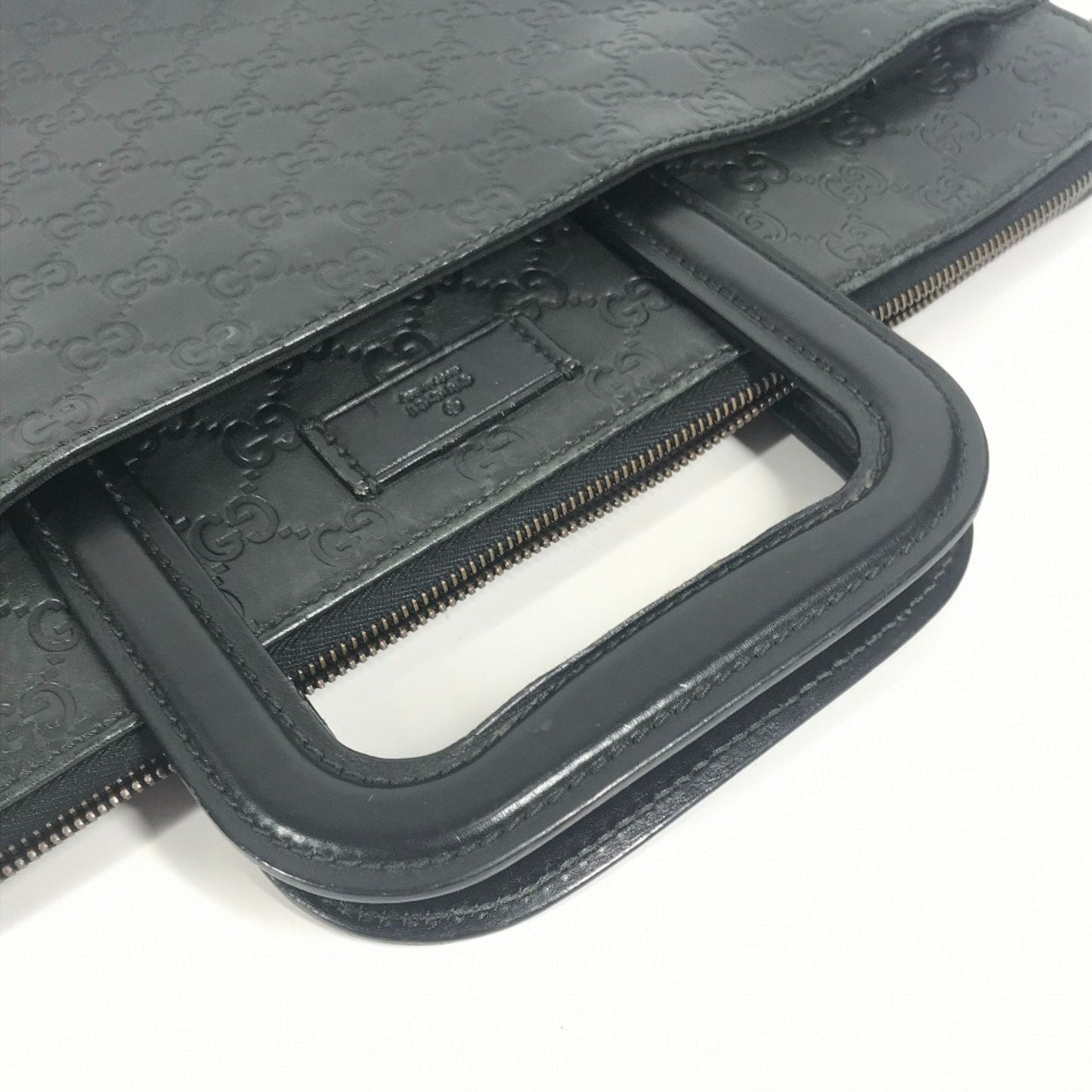 Gucci Black Gg Leather Briefcase Handbag Tote Bag ( )