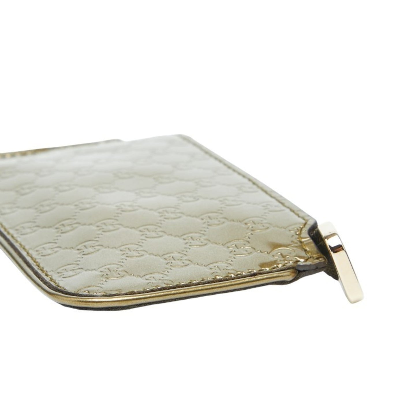 Gucci Gold Patent Leather Micro Gg Leather Coin Purse/Coin Case ( )