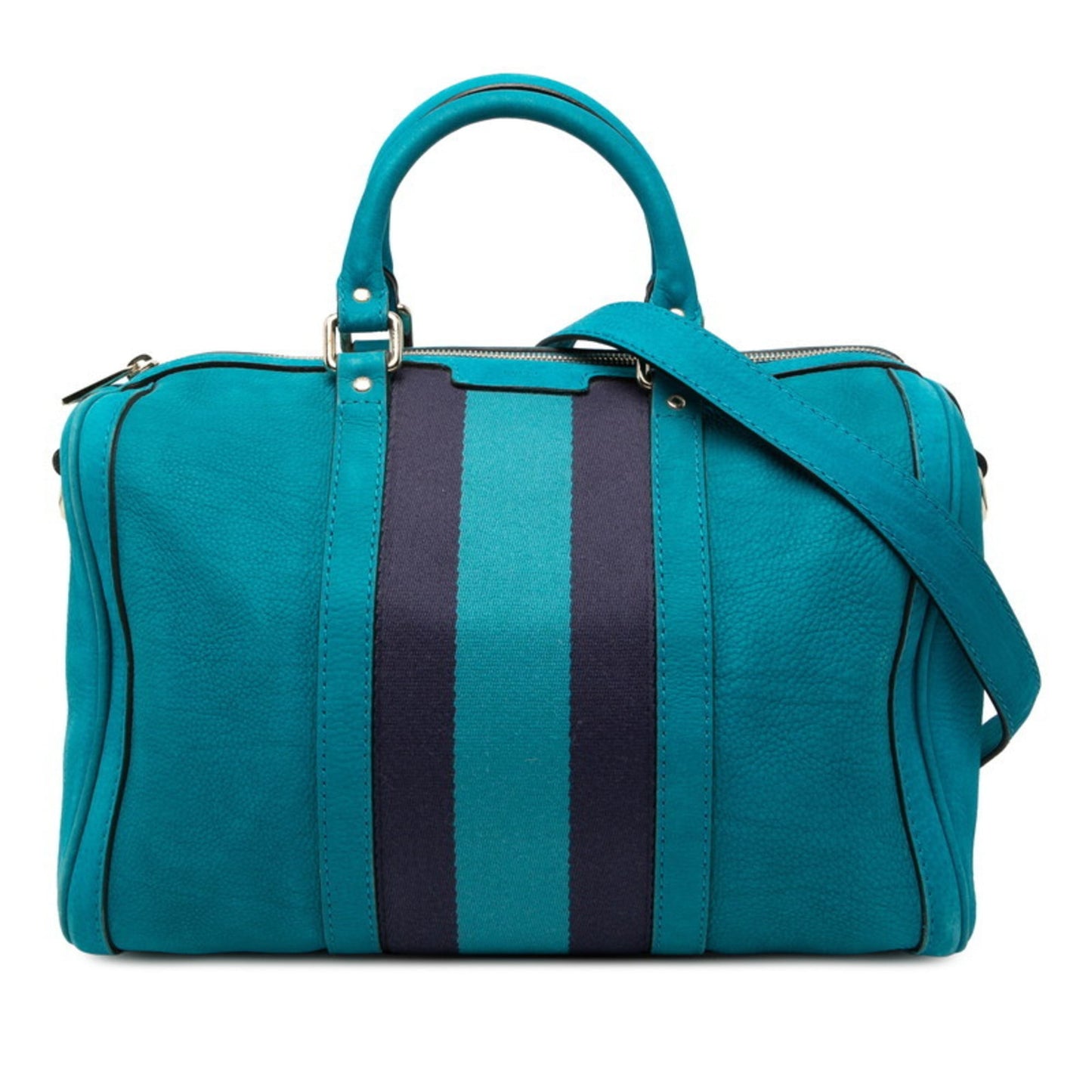 Gucci Light Blue Canvas Suede Boston Bag Shoulder Bag ( )
