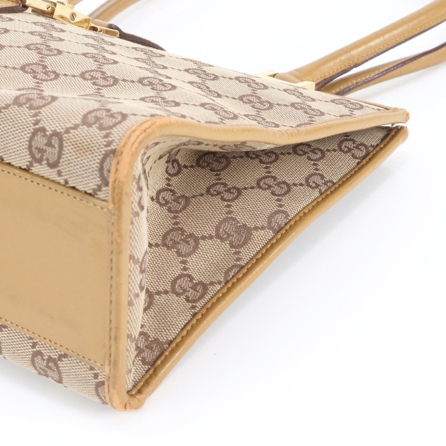 Gucci Brown Leather Canvas Shoulder Bag ( )
