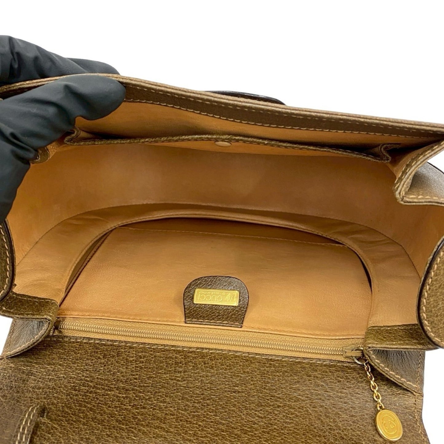 Gucci Brown Leather Handbag Tote Bag ( )