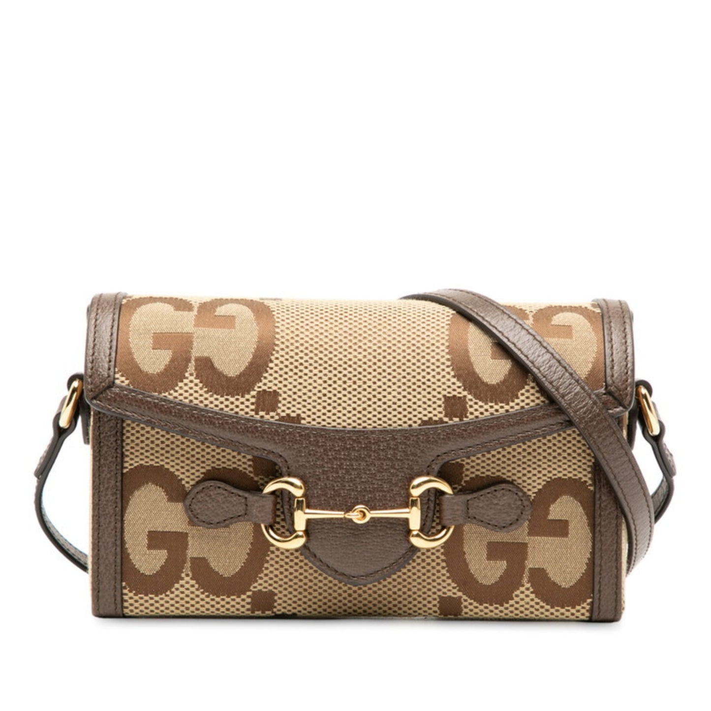 Gucci Brown Canvas Leather Shoulder Bag ( )
