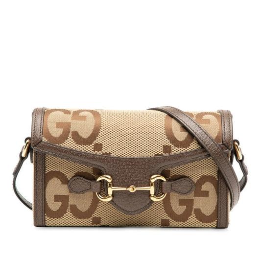 Gucci Brown Canvas Leather Shoulder Bag ( )