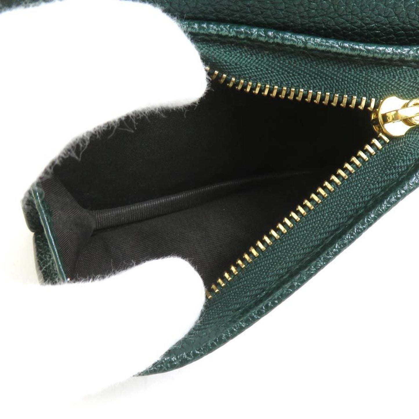 Gucci Gold Silver Dark Green Leather Metal Chain/Shoulder Wallet ( )