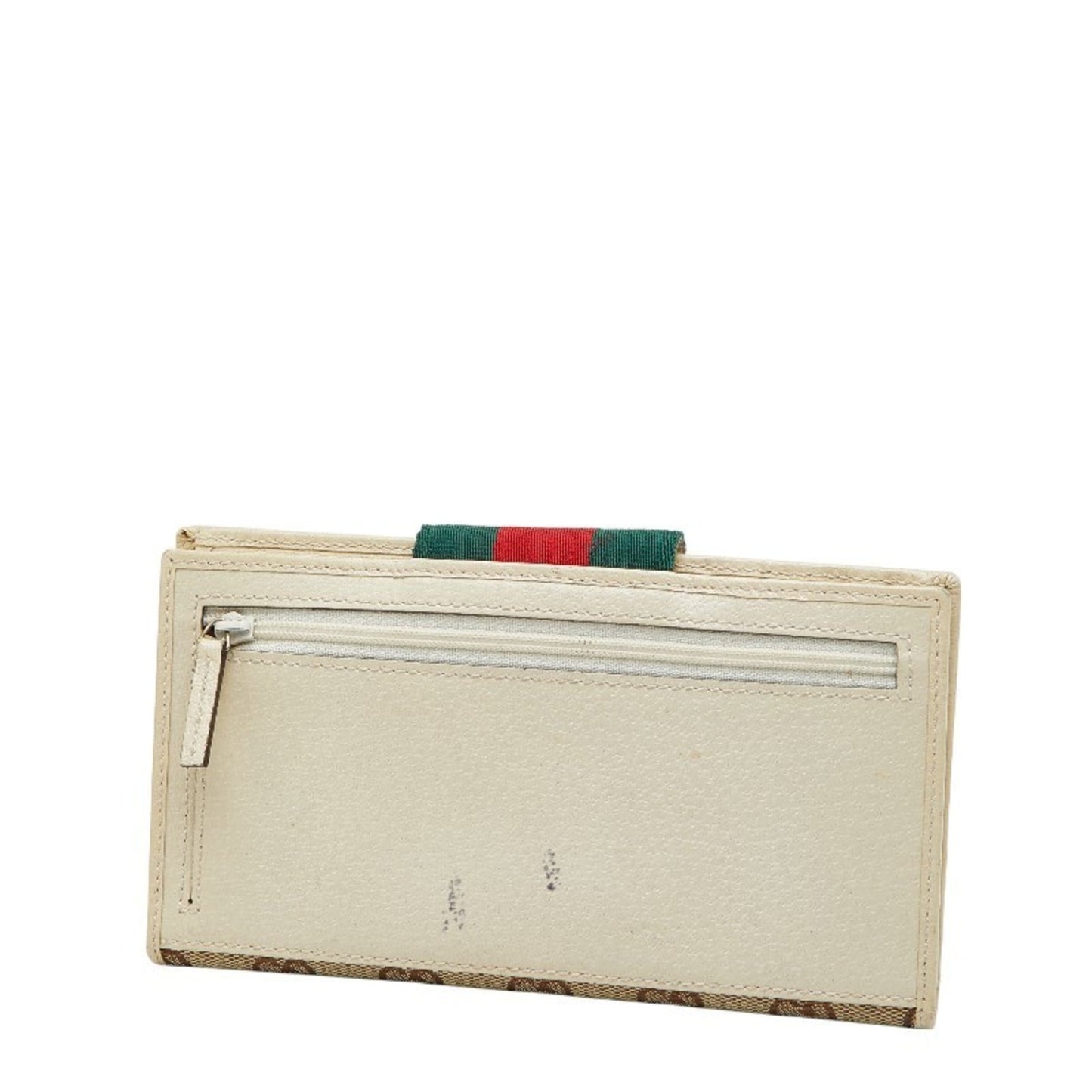 Gucci Beige Ivory Canvas Leather Long Wallet (Bi-Fold) ( )