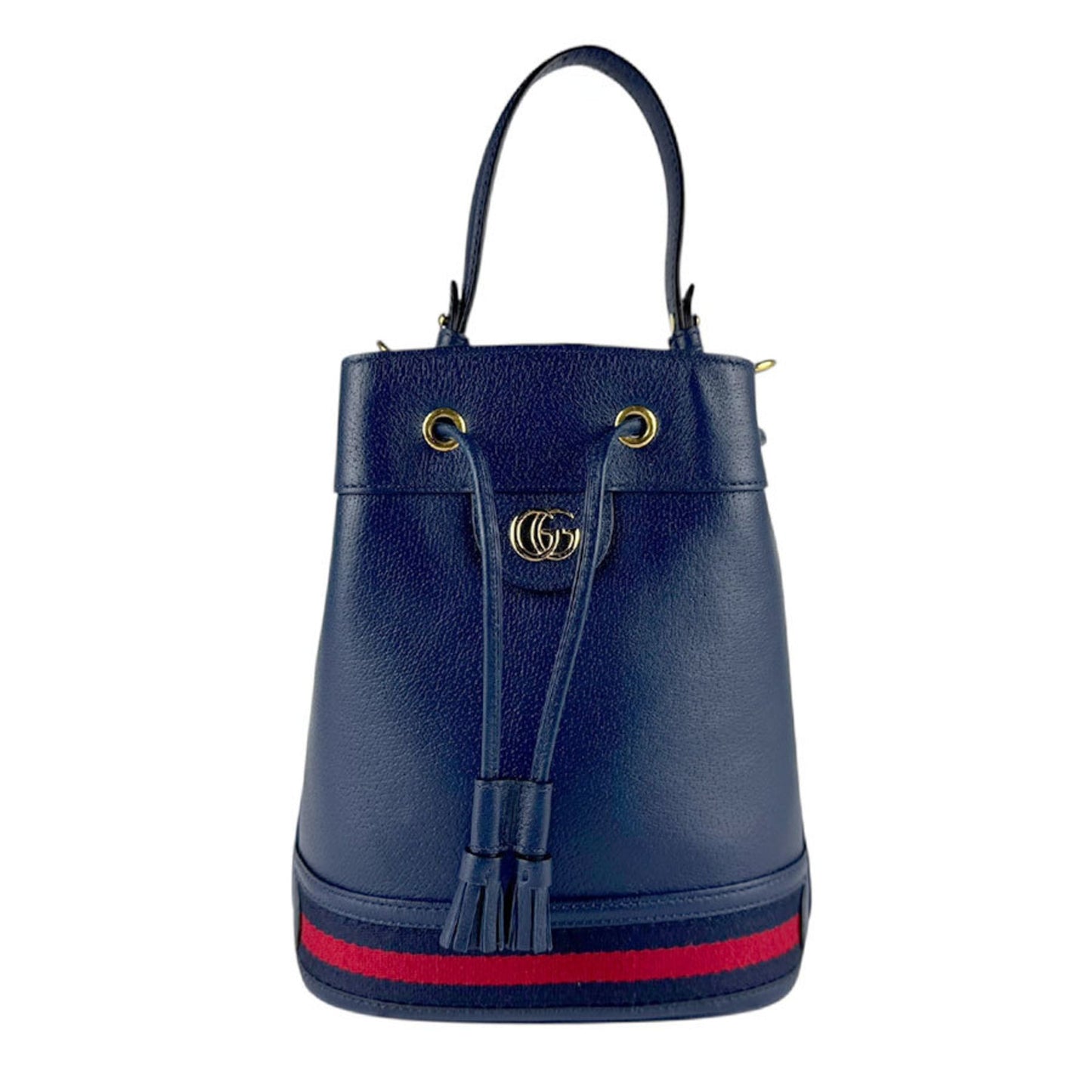 Gucci Navy Red Color Leather Handbag Shoulder Bag ( )