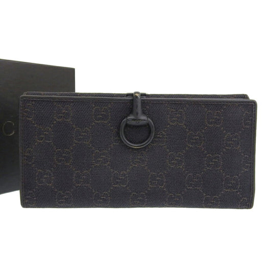 Gucci Black Gg Canvas Long Wallet (Bi-Fold) ( )