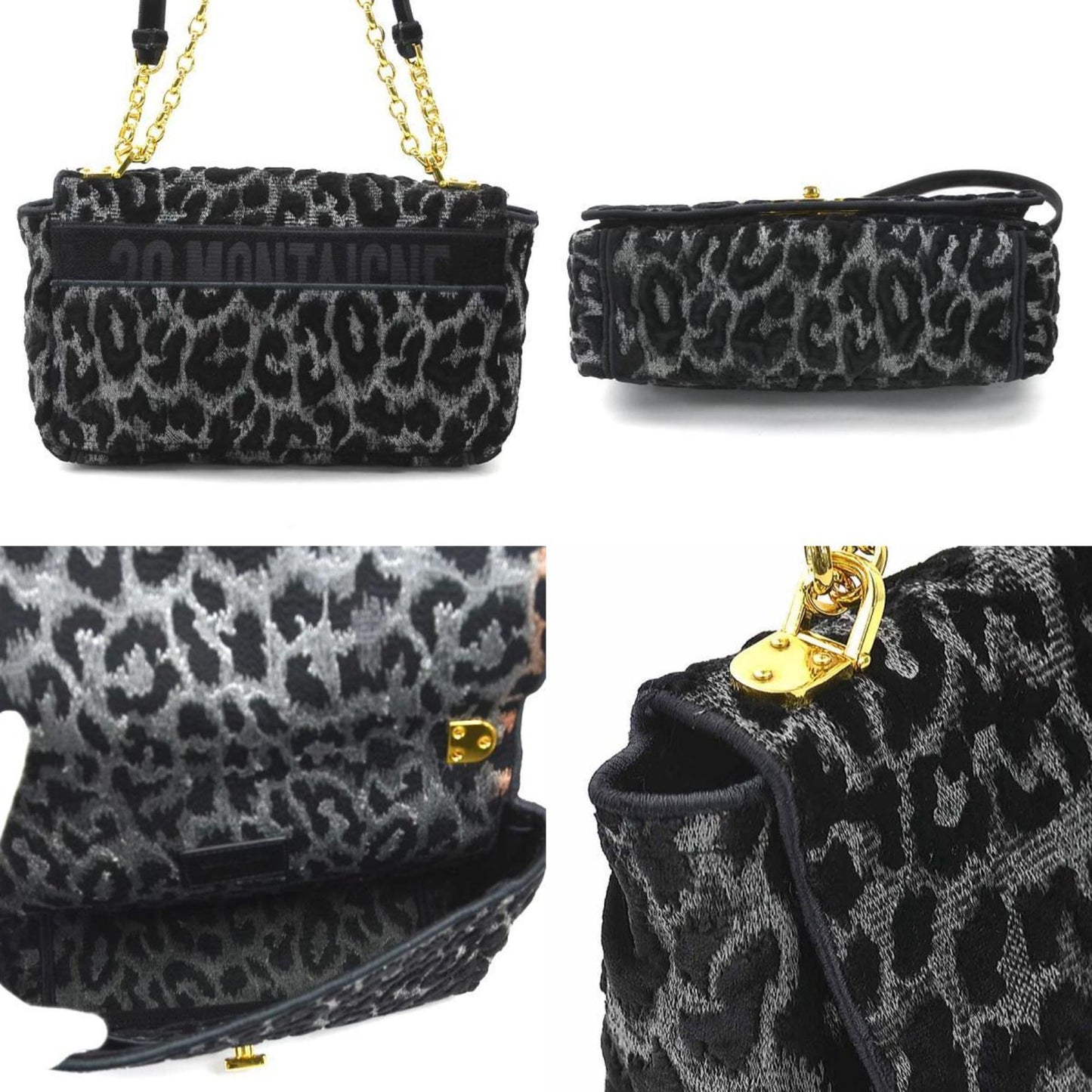 Christian Dior Black Gray Velvet Canvas Shoulder Bag ()