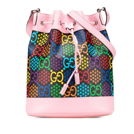 Gucci Black Multi-Color Pink Pvc Leather Shoulder Bag ( )