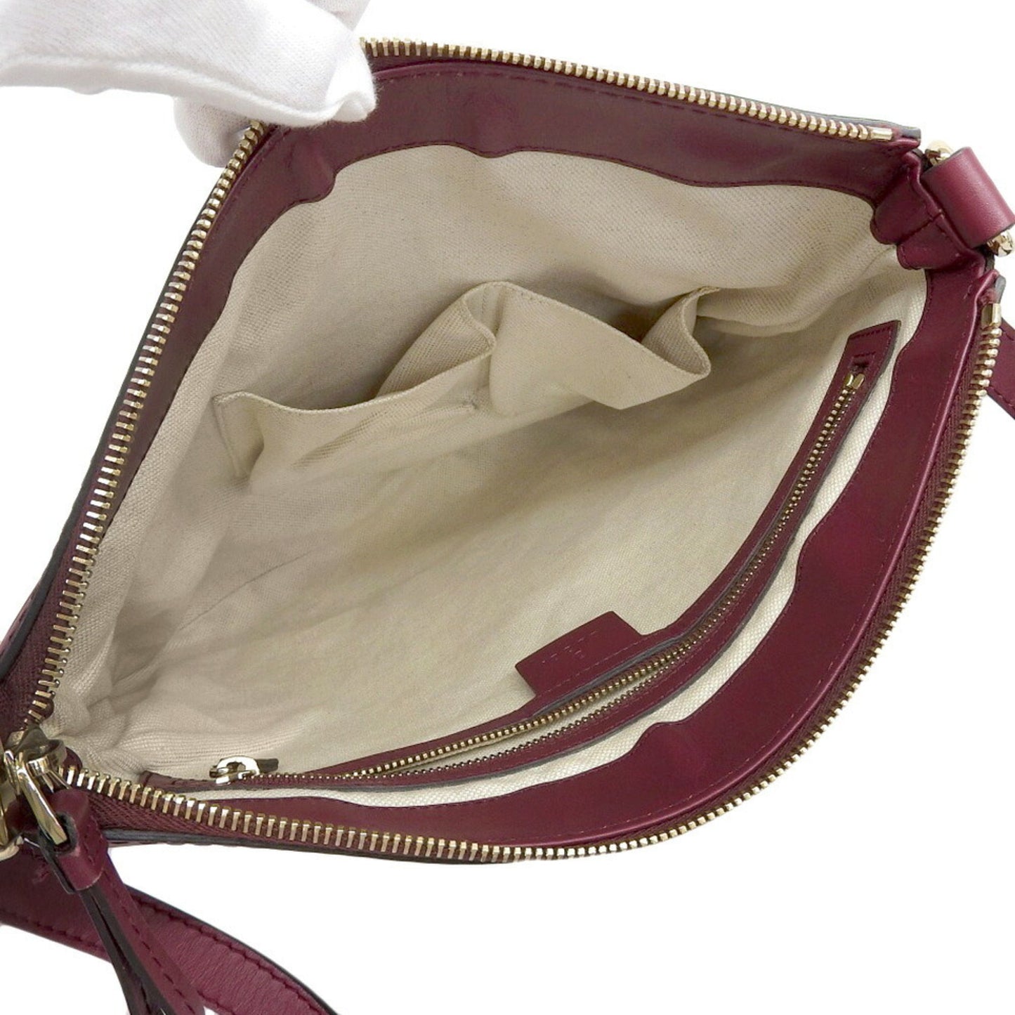 Gucci Beige Red Color Gg Canvas Leather Shoulder Bag ( )