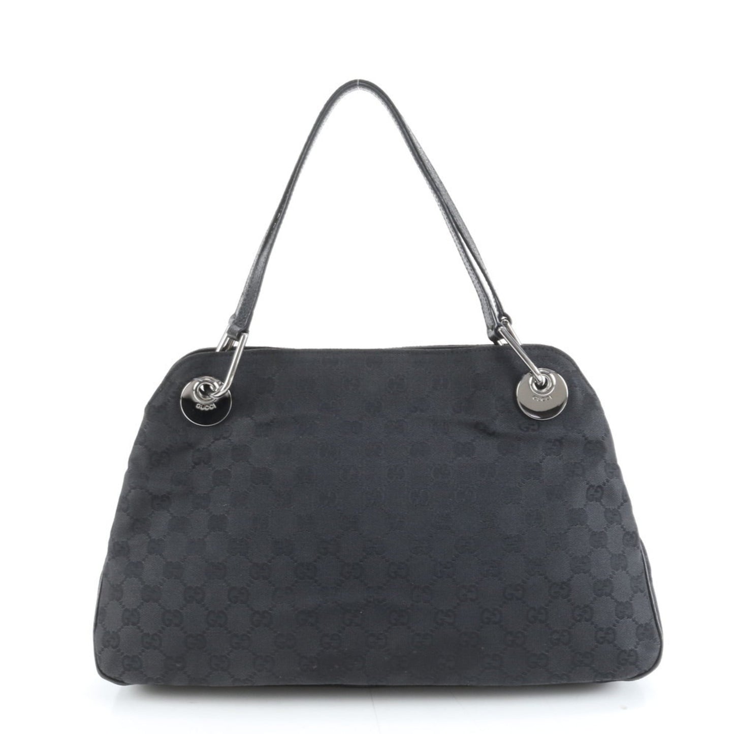 Gucci Black Leather Canvas Tote Bag ( )