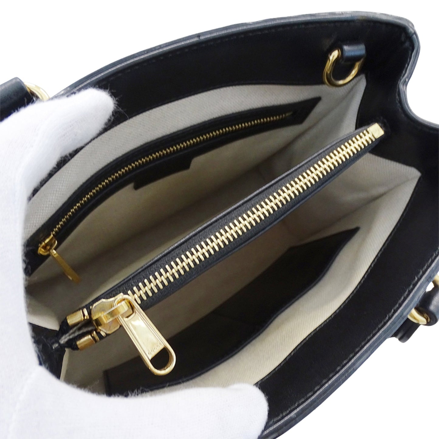 Gucci Black Leather Handbag Shoulder Bag ( )