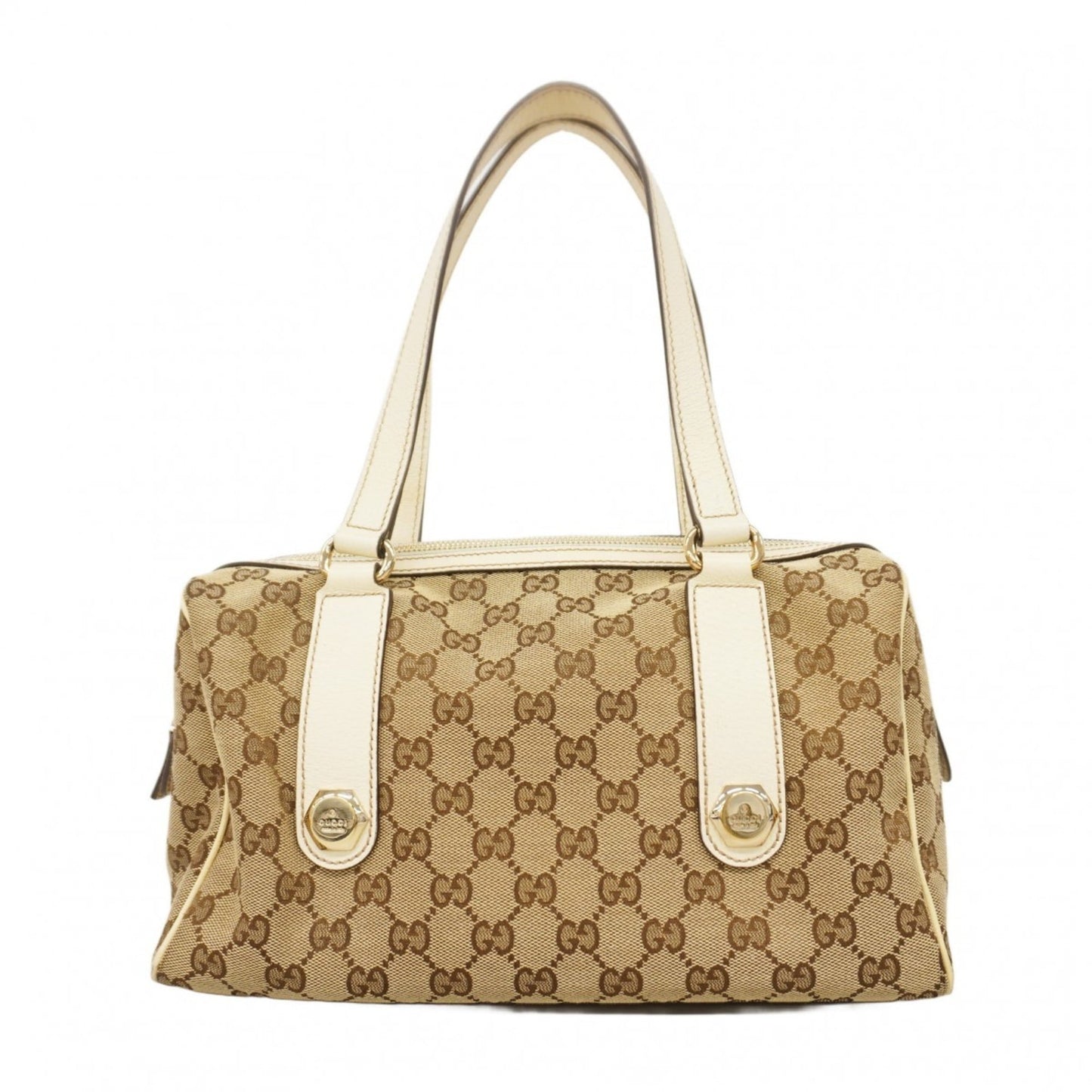 Gucci Beige Brown Canvas Handbag ( )