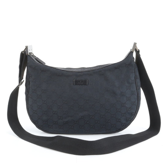 Gucci Black Leather Canvas Shoulder Bag ( )