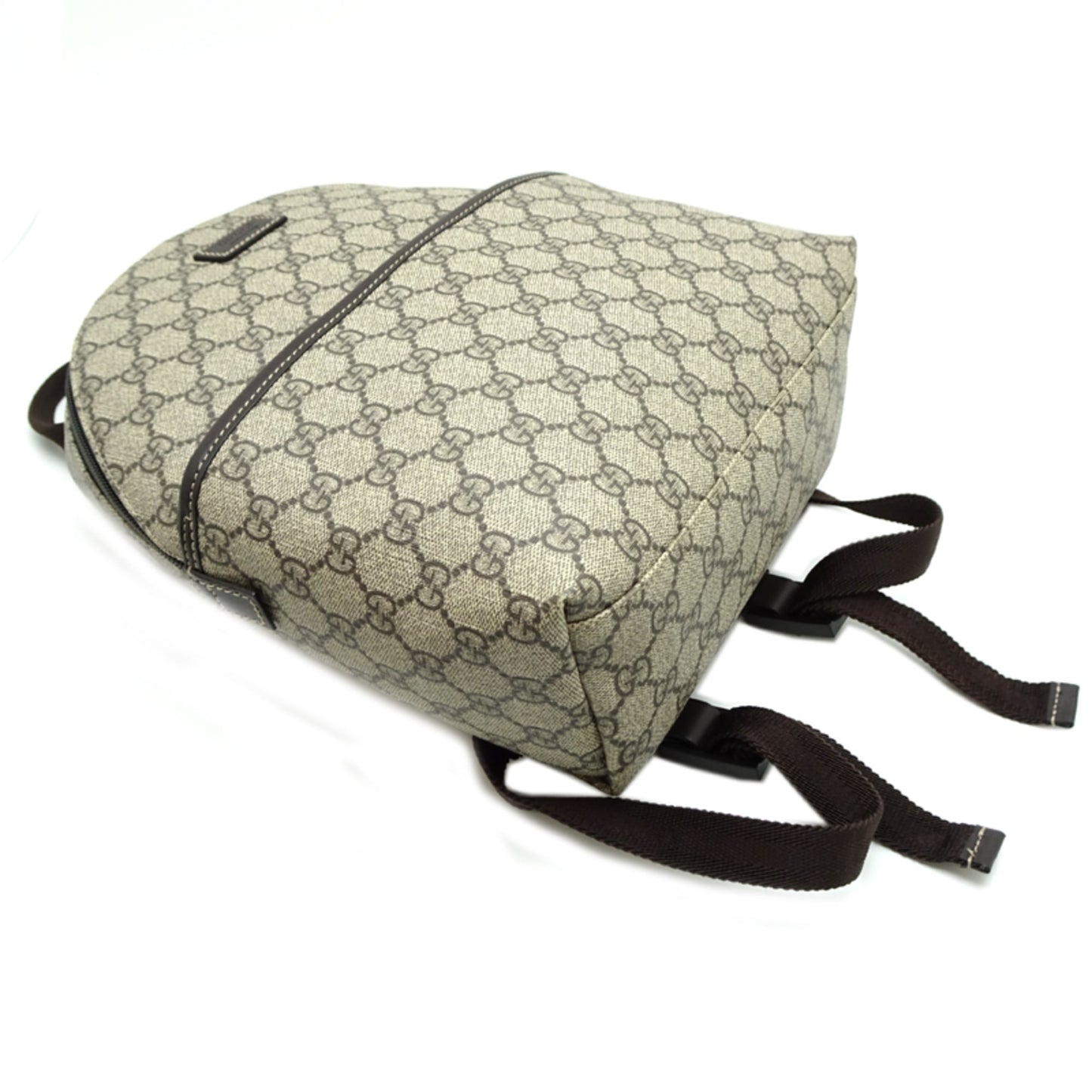 Gucci Brown Gg Supreme Leather Backpack ( )