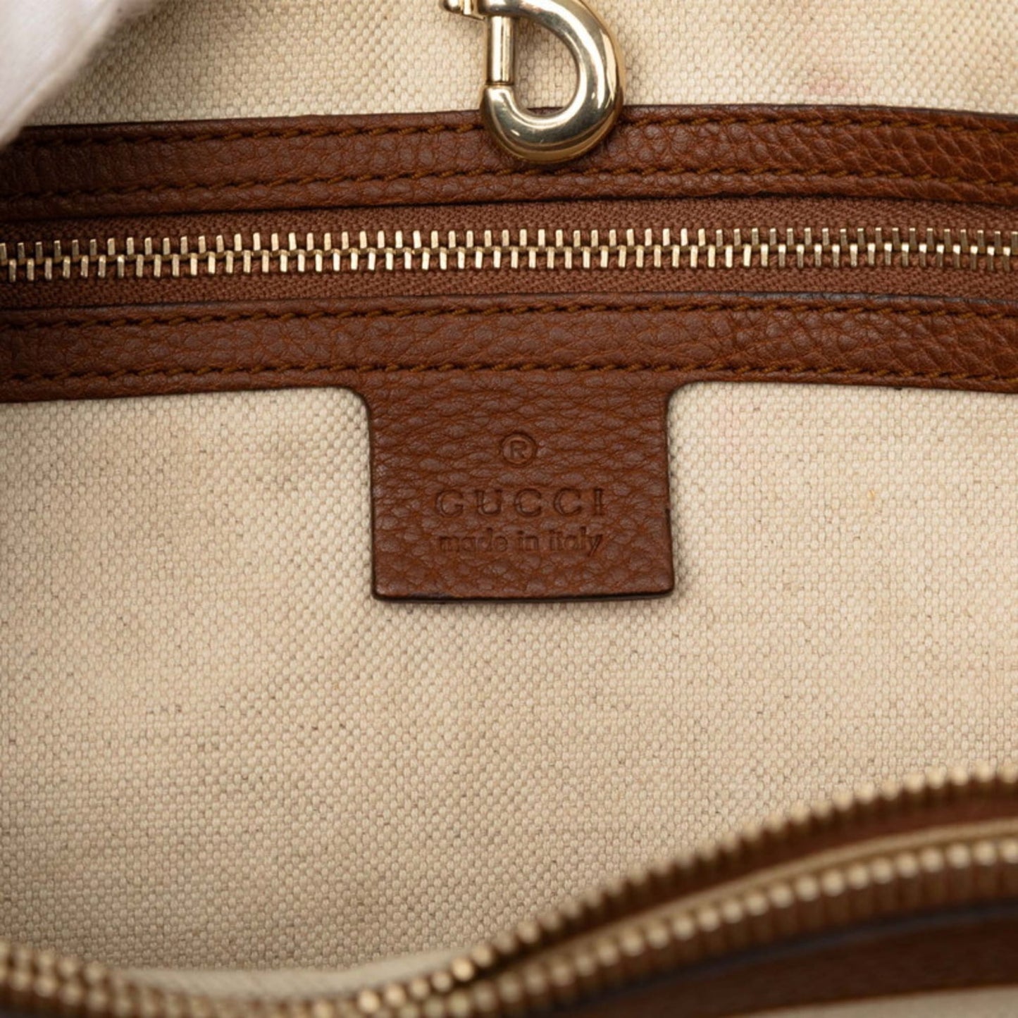 Gucci Beige Brown Gg Canvas Leather Shoulder Bag Tote Bag ( )