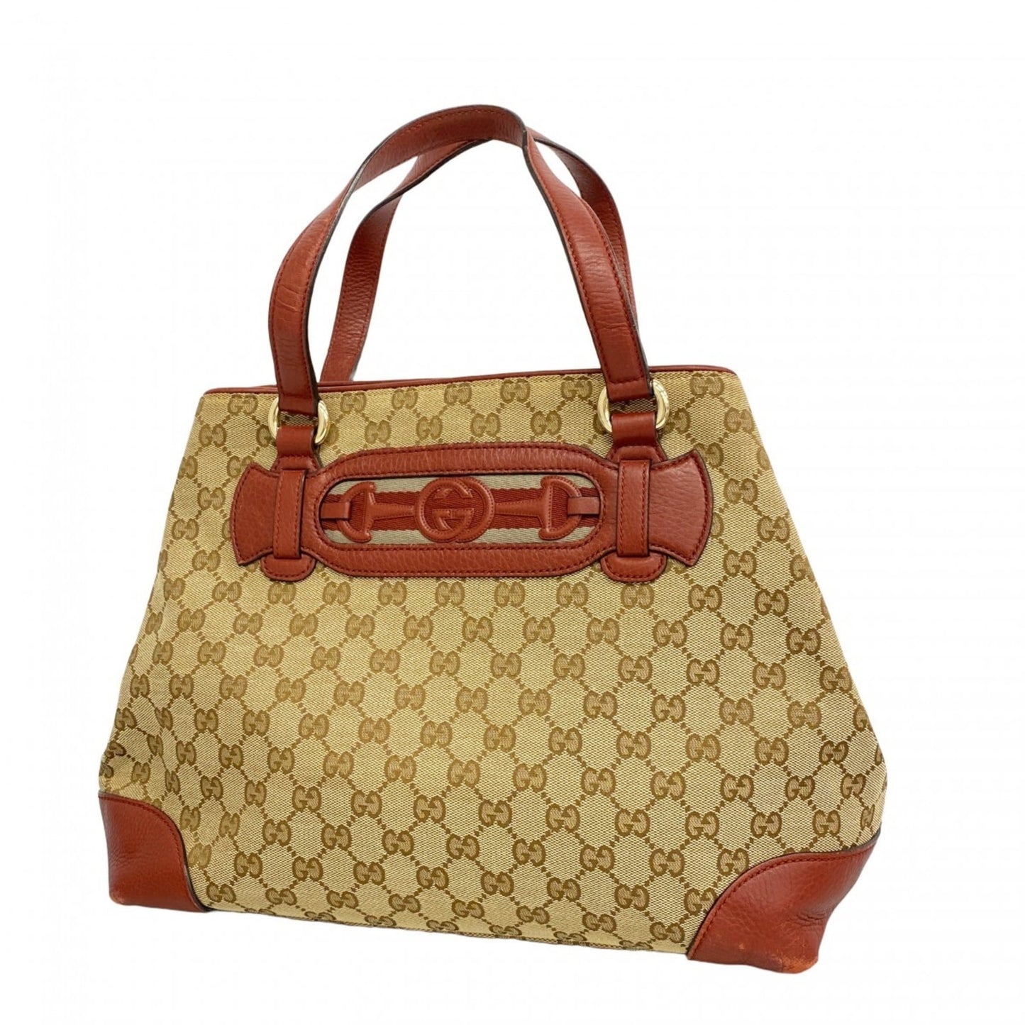 Gucci Beige Red Color Canvas Tote Bag ( )