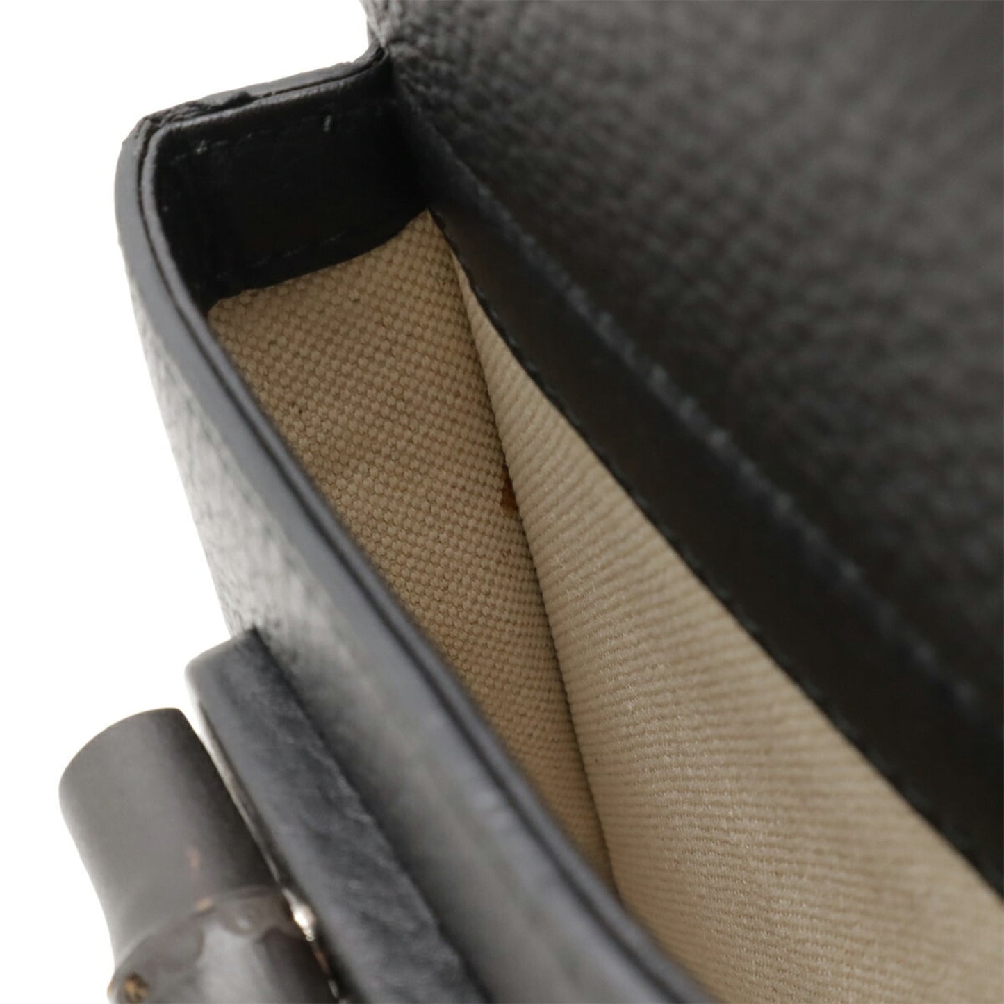 Gucci Black Bamboo Leather Backpack Shoulder Bag ( )