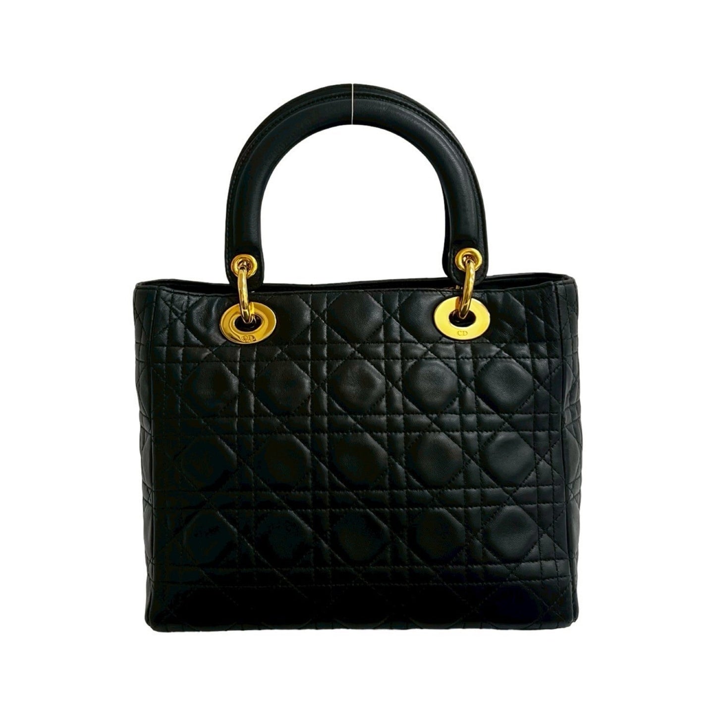 Christian Dior Black Leather Handbag Tote Bag ()