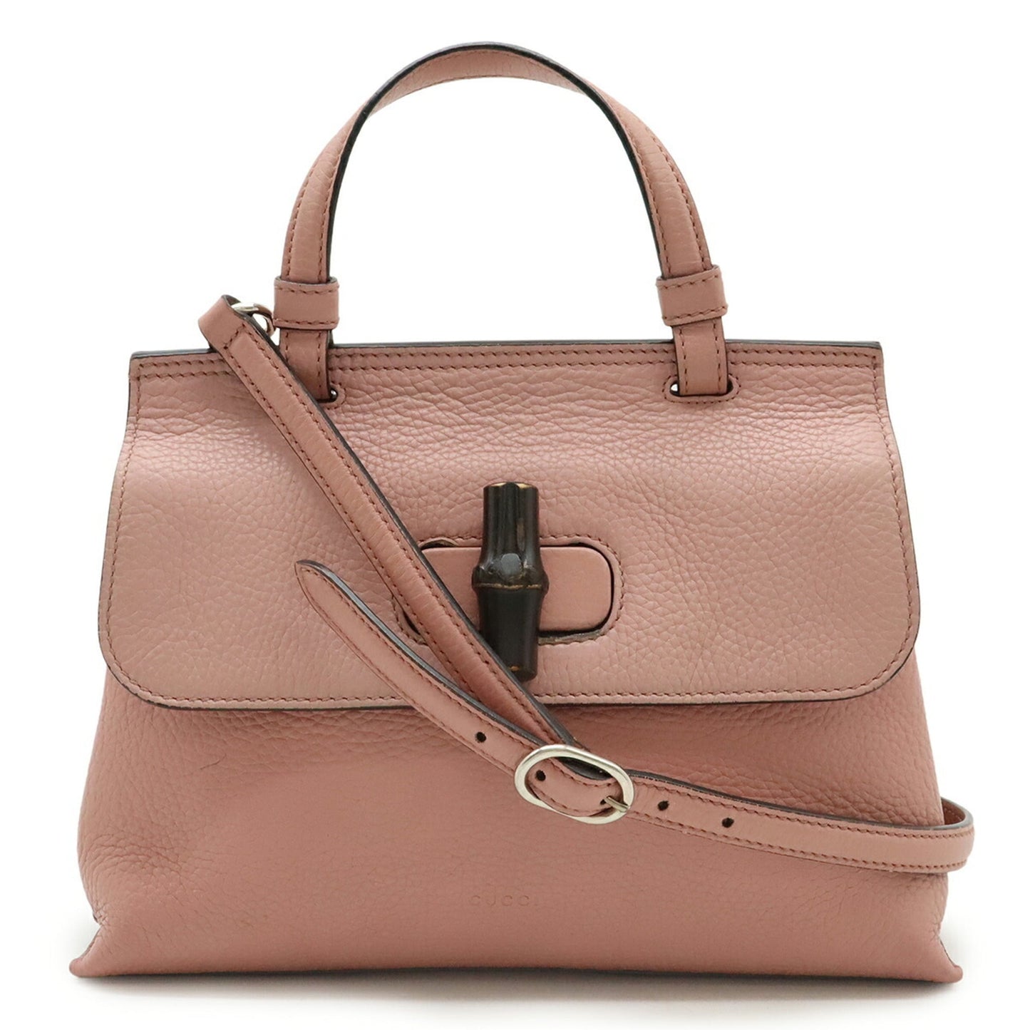 Gucci Pink Bamboo Leather Handbag Shoulder Bag ( )