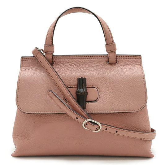 Gucci Pink Bamboo Leather Handbag Shoulder Bag ( )