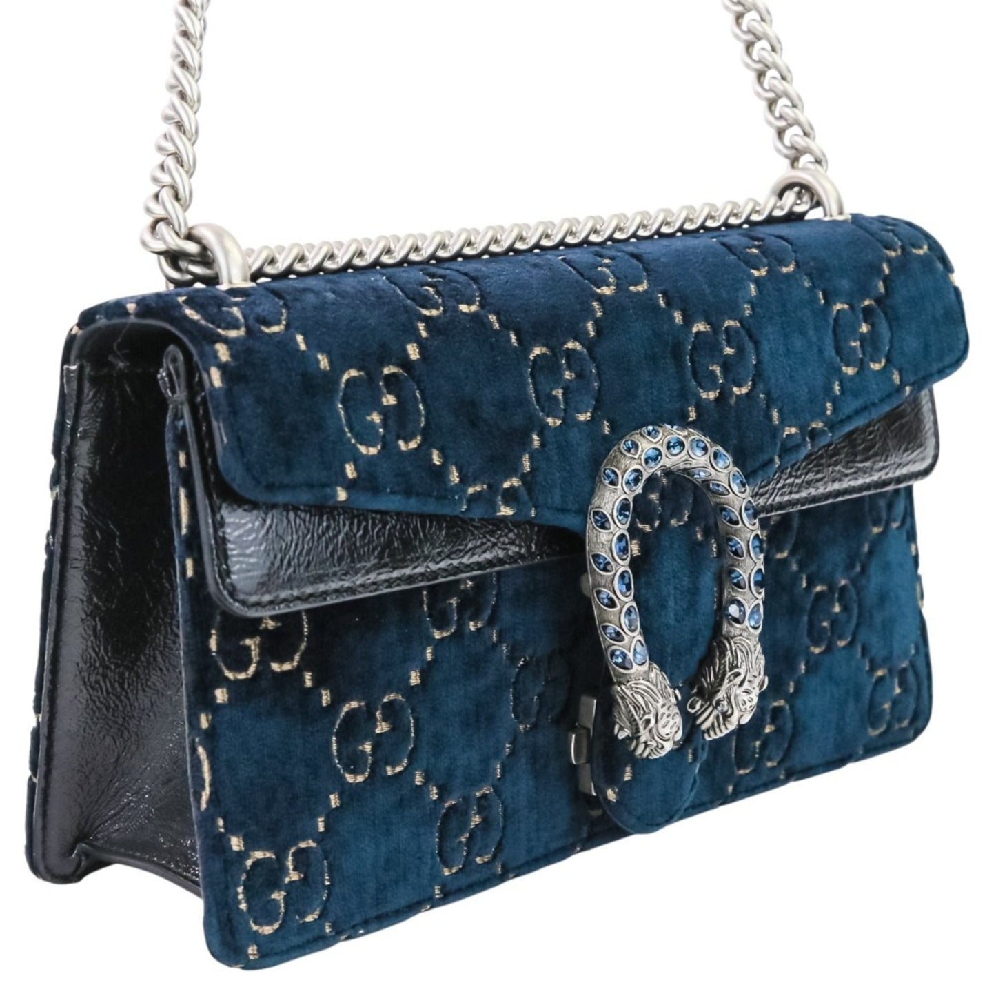 Gucci Navy Velvet Shoulder Bag ( )